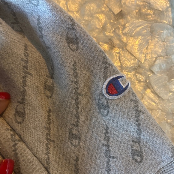 Champion Light Gray Logo Crewneck Sweater - Picture 5 of 6